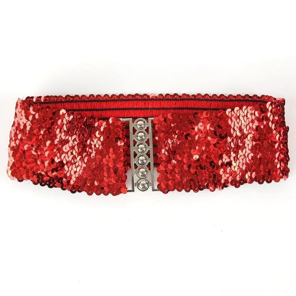 Ceinture large élastique à sequins avec boucle pour corset