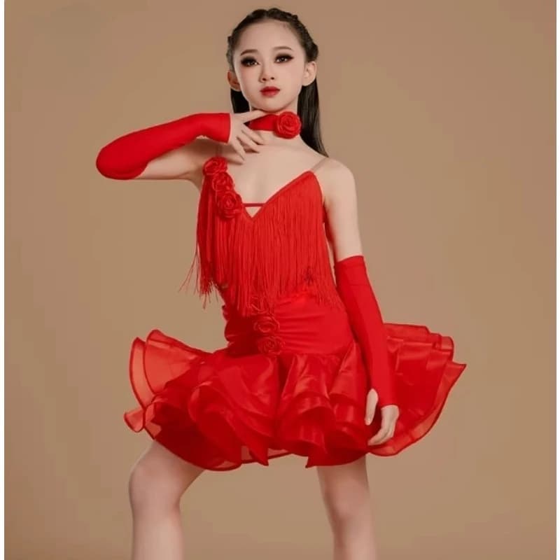 Robe de danse latine 2026 à franges pour filles, idéale pour la rumba, la samba, les compétitions de