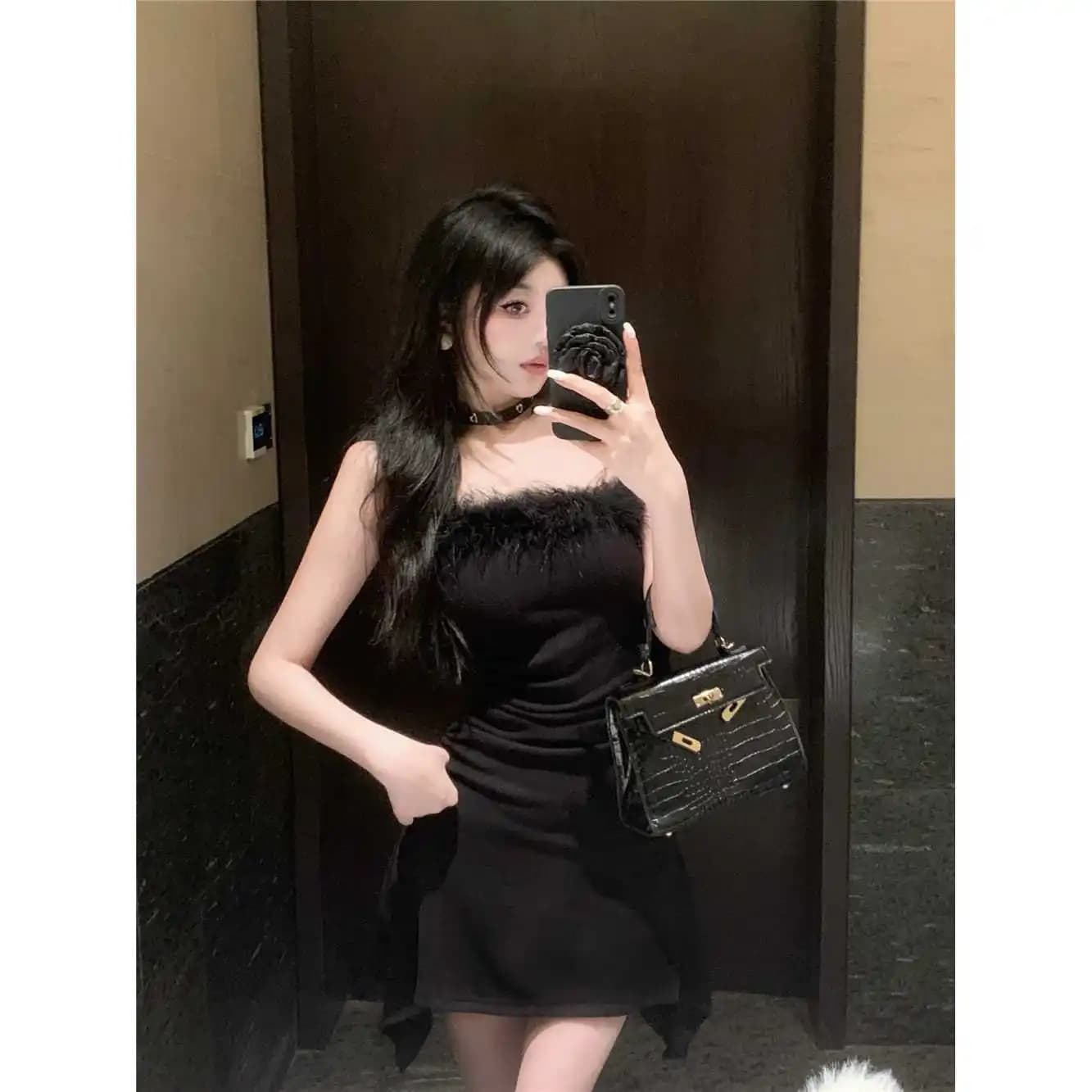 Robe Sexy sans bretelles pour femmes, taille haute, élégante, irrégulière et amincissante, jupe cour