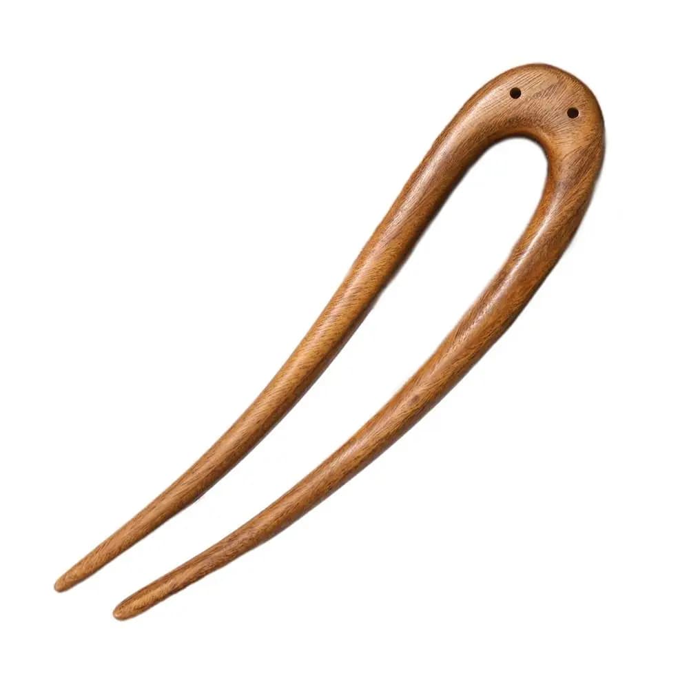 Épingles à cheveux longues en bois en forme de U, style vintage rétro, fourchettes à cheveux exquise