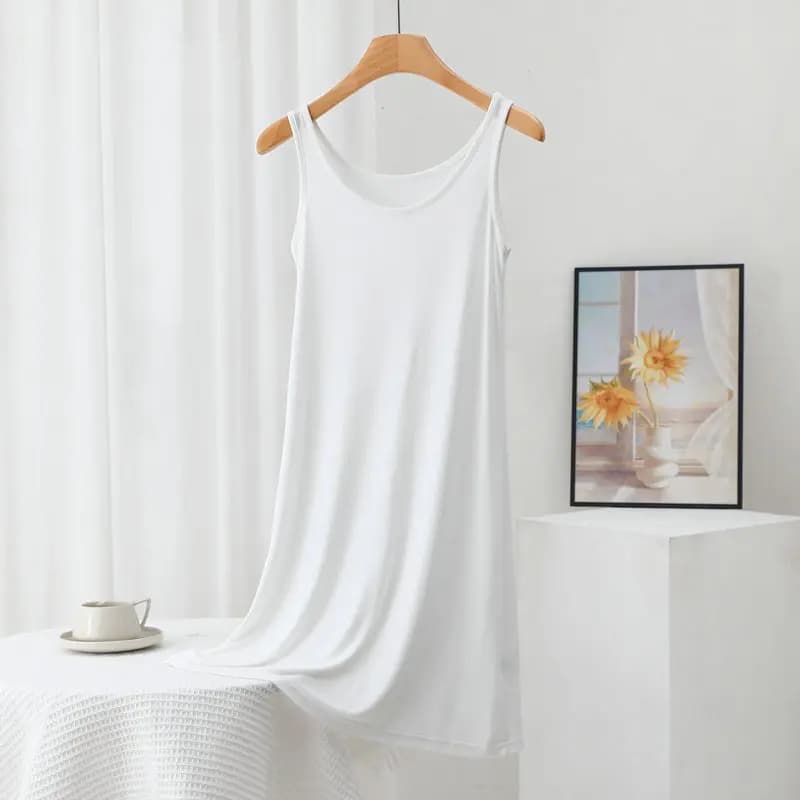 Robe débardeur en modal pour femmes, camisole d'été, longueur 84 à 118cm, couleur unie, grande taill