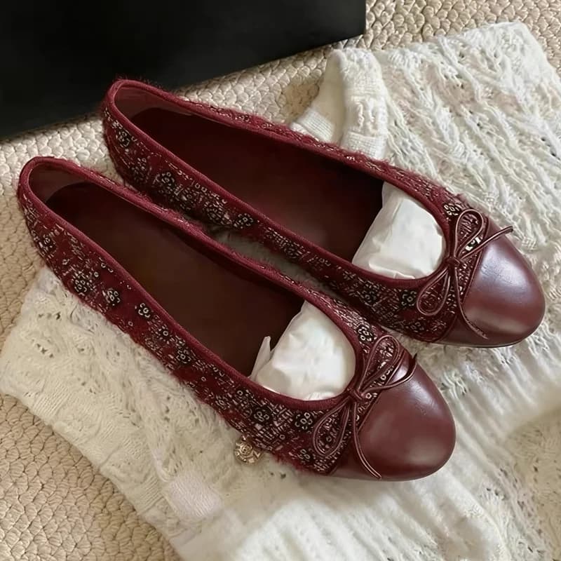 Chaussures plates à bout rond pour femmes, chaussures simples douces avec nœud papillon, décontracté