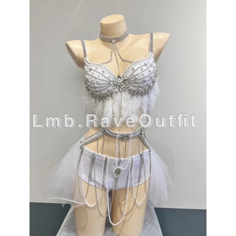 Jupe Tutu en syllabe électrique, plumes fluides blanches personnalisées, Sexy, luxe, plumes, Bikini,