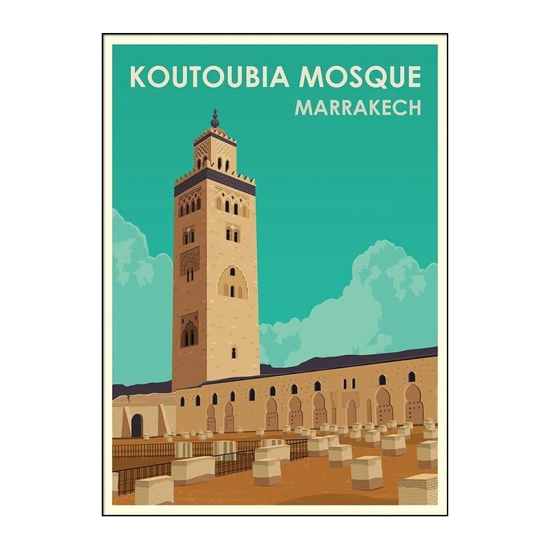 Affiches de voyage marocain Marrakech, peinture sur toile d'art de rue, impression rétro, Art mural,