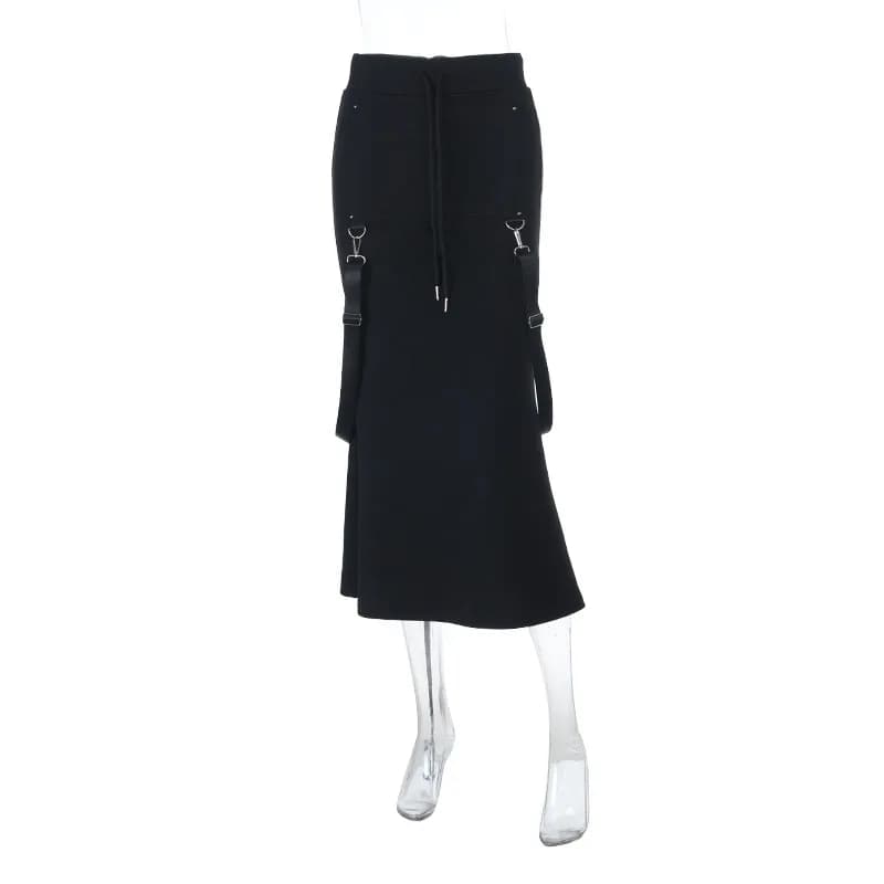 Jupes longues moulantes à taille élastique Y2K, bretelles Punk, jupes sirène droites pour femmes, no