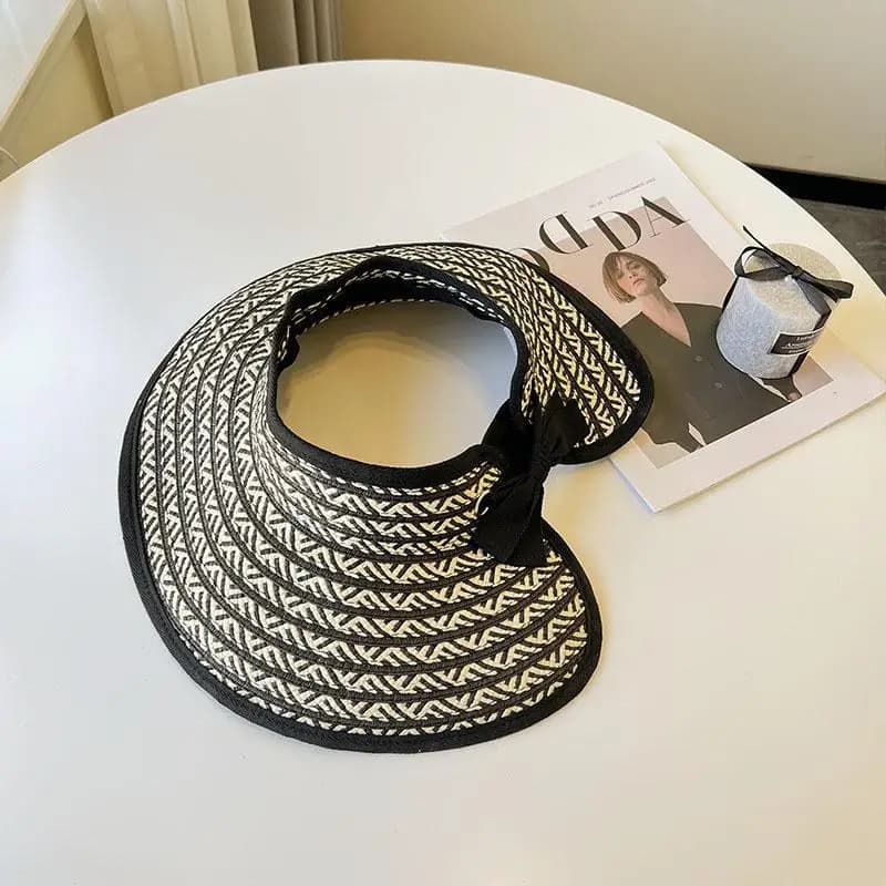 ☂ Chapeau de paille pliable à large visière pour femme, idéal pour l'extérieur, protection solaire, 