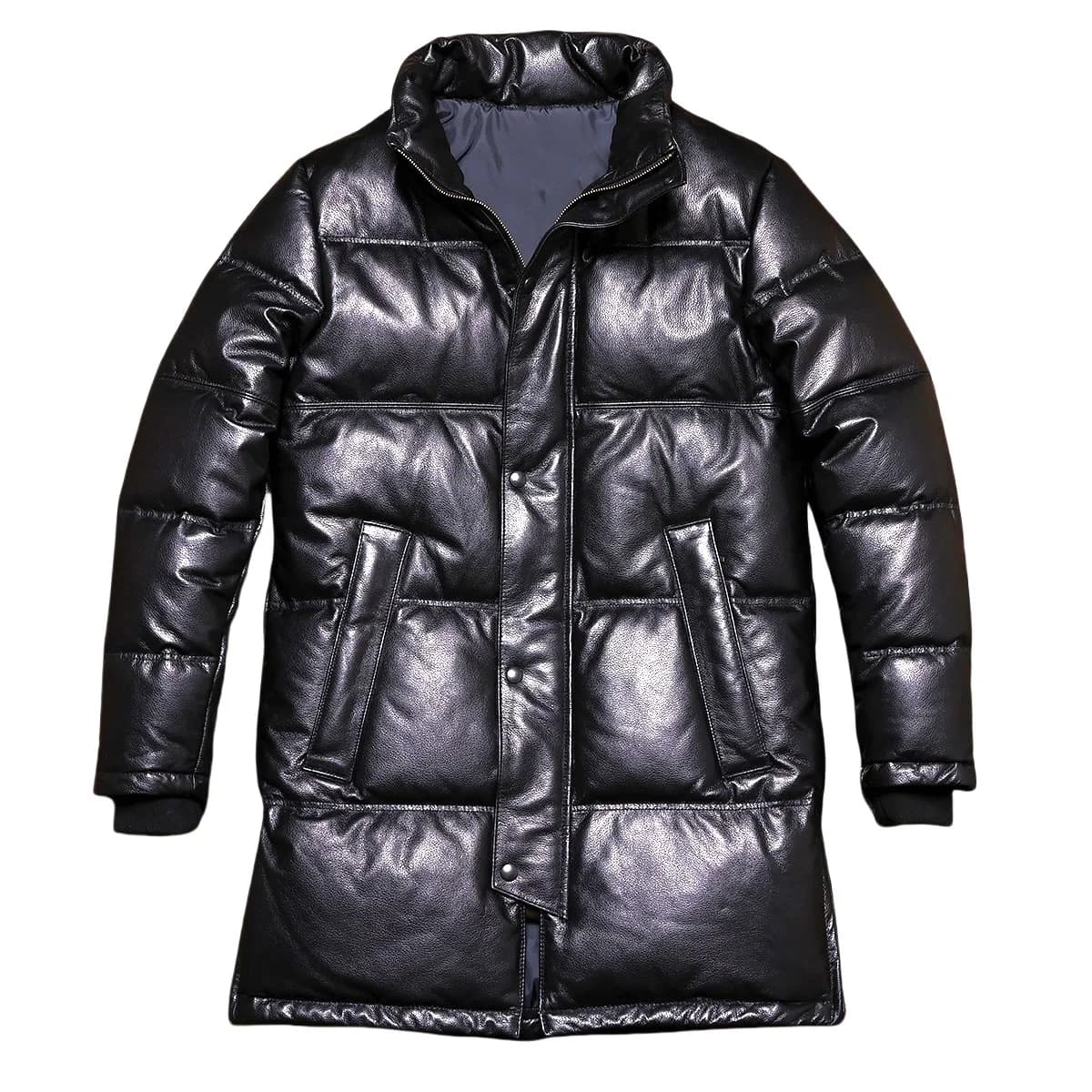 Noir longue hiver en cuir doudoune hommes Style décontracté grande taille 5XL véritable peau de vach
