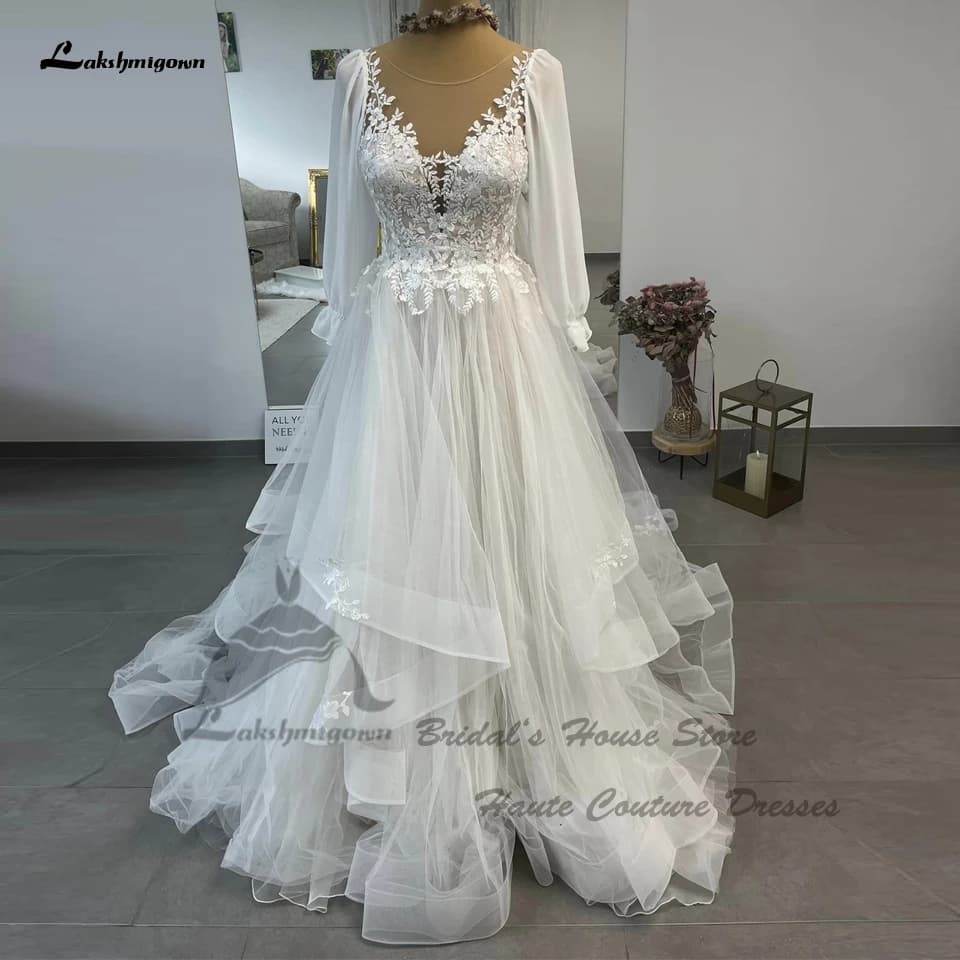 Robes de mariée princesse à manches longues pour femmes, robes de patients de luxe, vêtements éducat