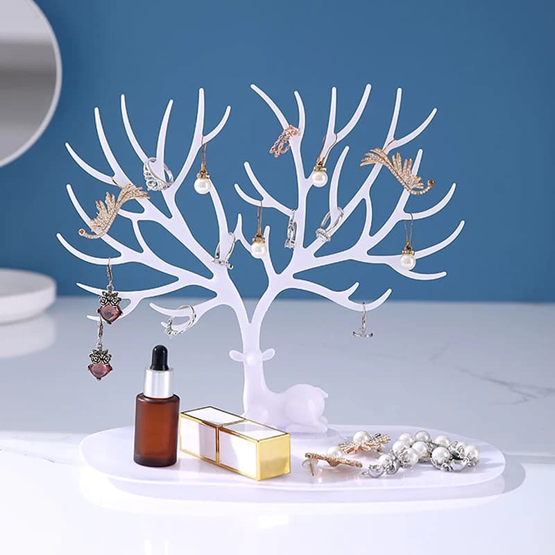 Présentoir à bijoux en forme d'arbre, support de rangement portable, boîte de rangement de bureau po