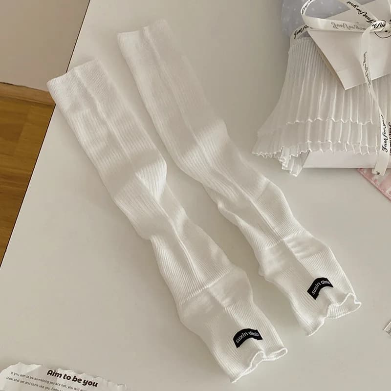Lolita jambières femmes coton mince respirant genou chaussettes bas tricoté couvre-pied JK fille jam