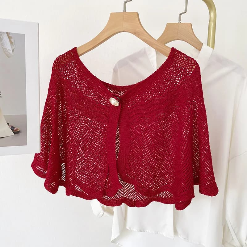 Femmes été élégant Crochet tricot Cape dentelle châles courts haussement d'épaules Poncho résistant 