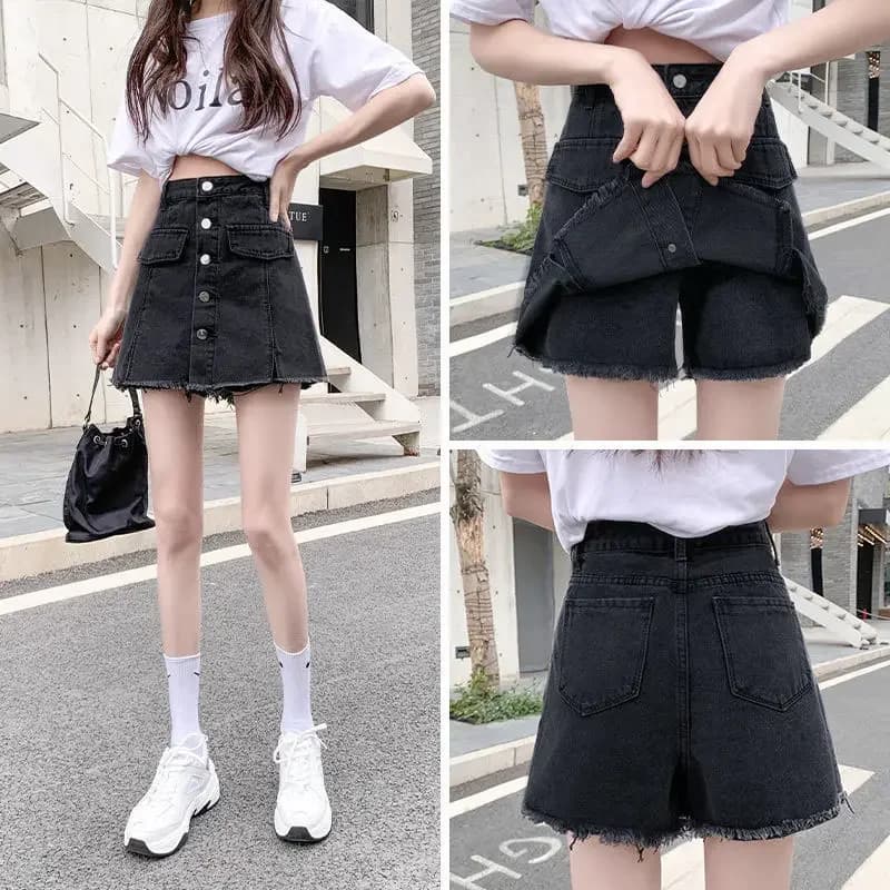 Jupe en jean Chorts pour femmes, taille haute avec fente, courte, bleue, Y2k, Vintage, Premium, mode