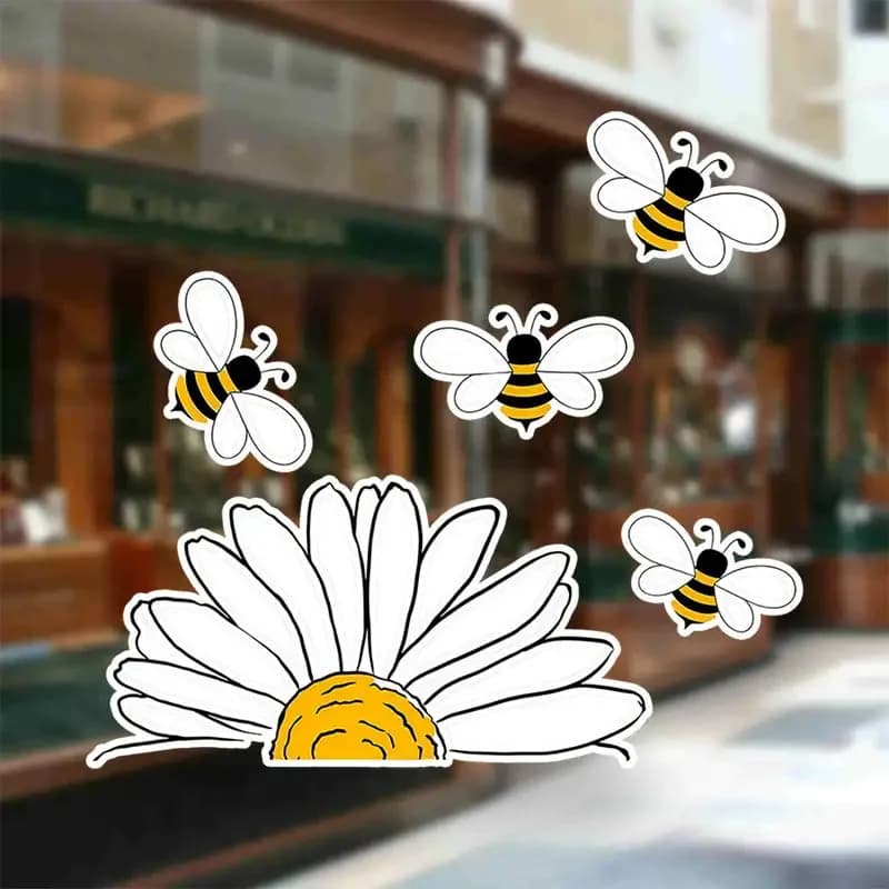 Autocollants en vinyle mignons abeilles et marguerites, autocollants en PVC résistants aux rayures p