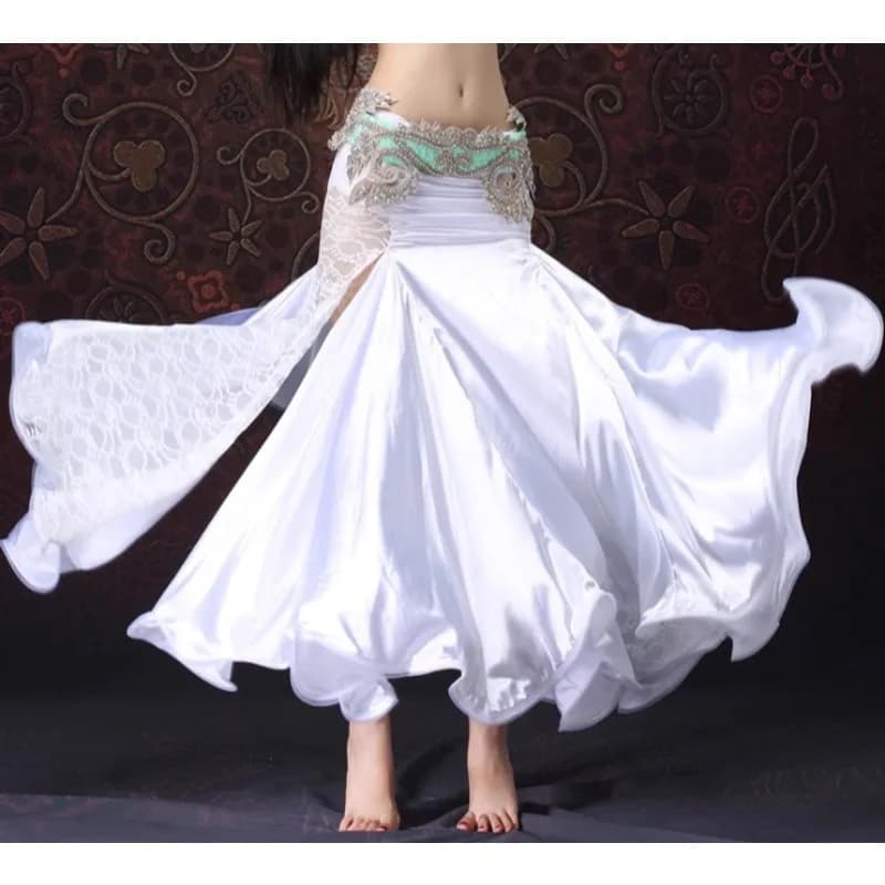 Costume de danse du ventre personnalisé, jupe en dentelle fendue, robe de performance sexy, demi-gra