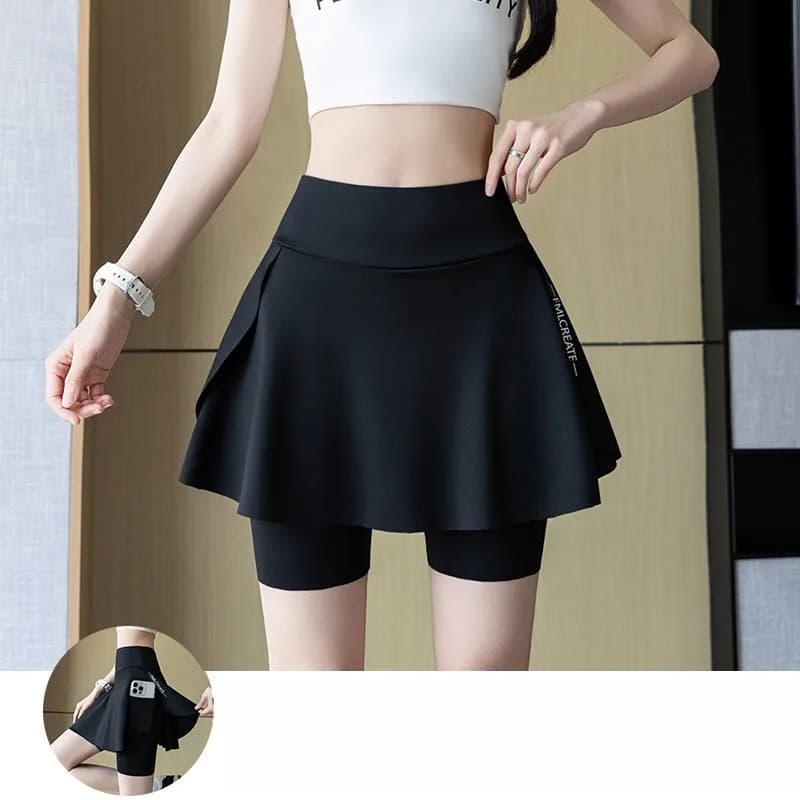 Mini-jupe de sport d'été pour femme, short de yoga et de tennis avec poches, style cycliste, effet g