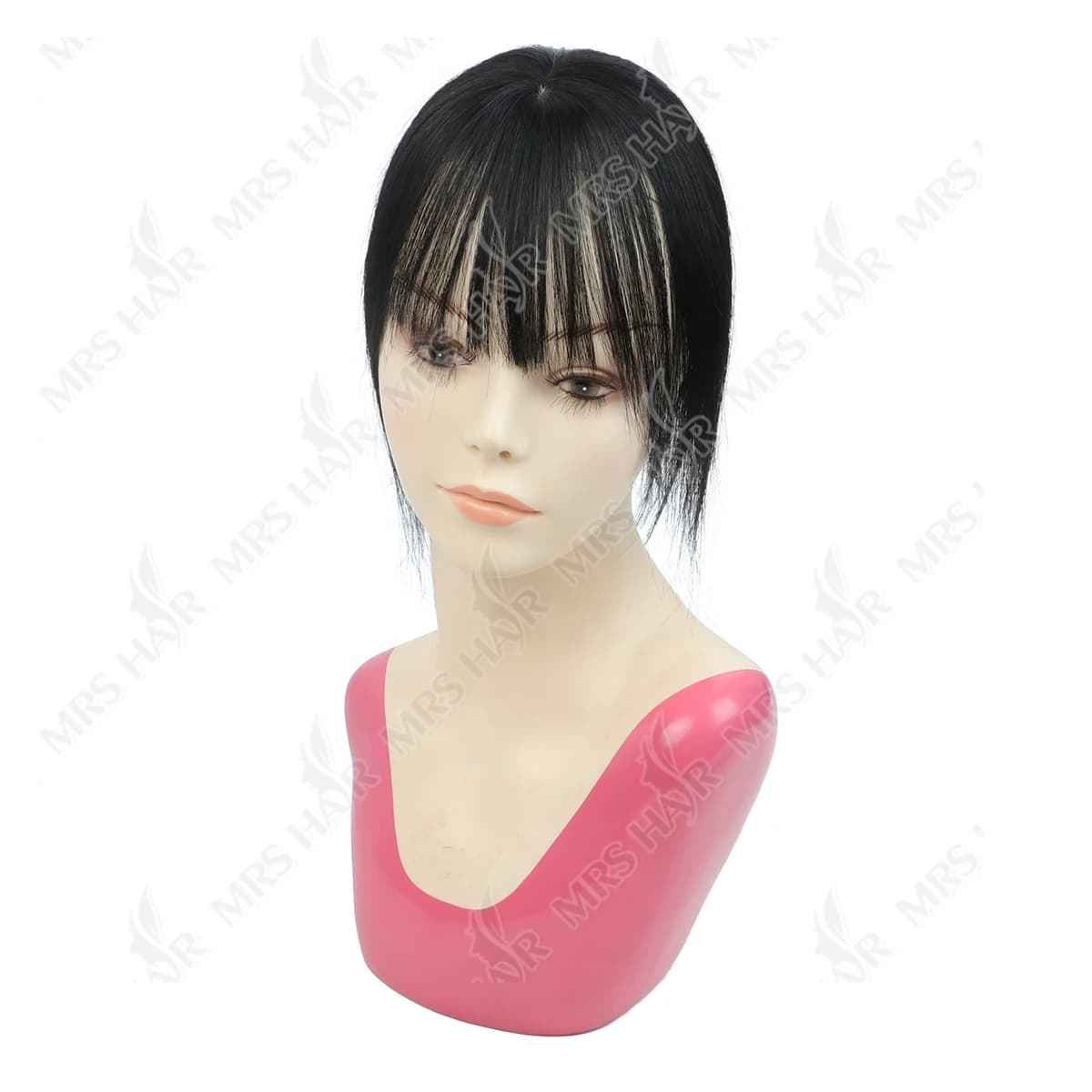 Toppers de vrais cheveux humains pour femmes Quotidien 360 °   Bangs Postiches de cheveux 3D avec fr