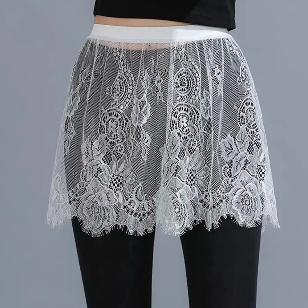 Nouvelle jupe transparente en dentelle et résille, noire et blanche, mini-jupe courte pour femme, so