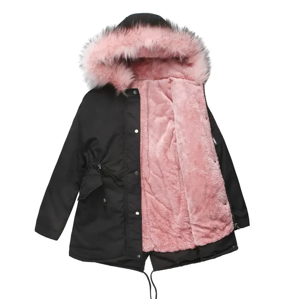 Parker Parkas manteau Long à capuche hiver chaud Plus manteau polaire Plus vêtements rembourrés de c