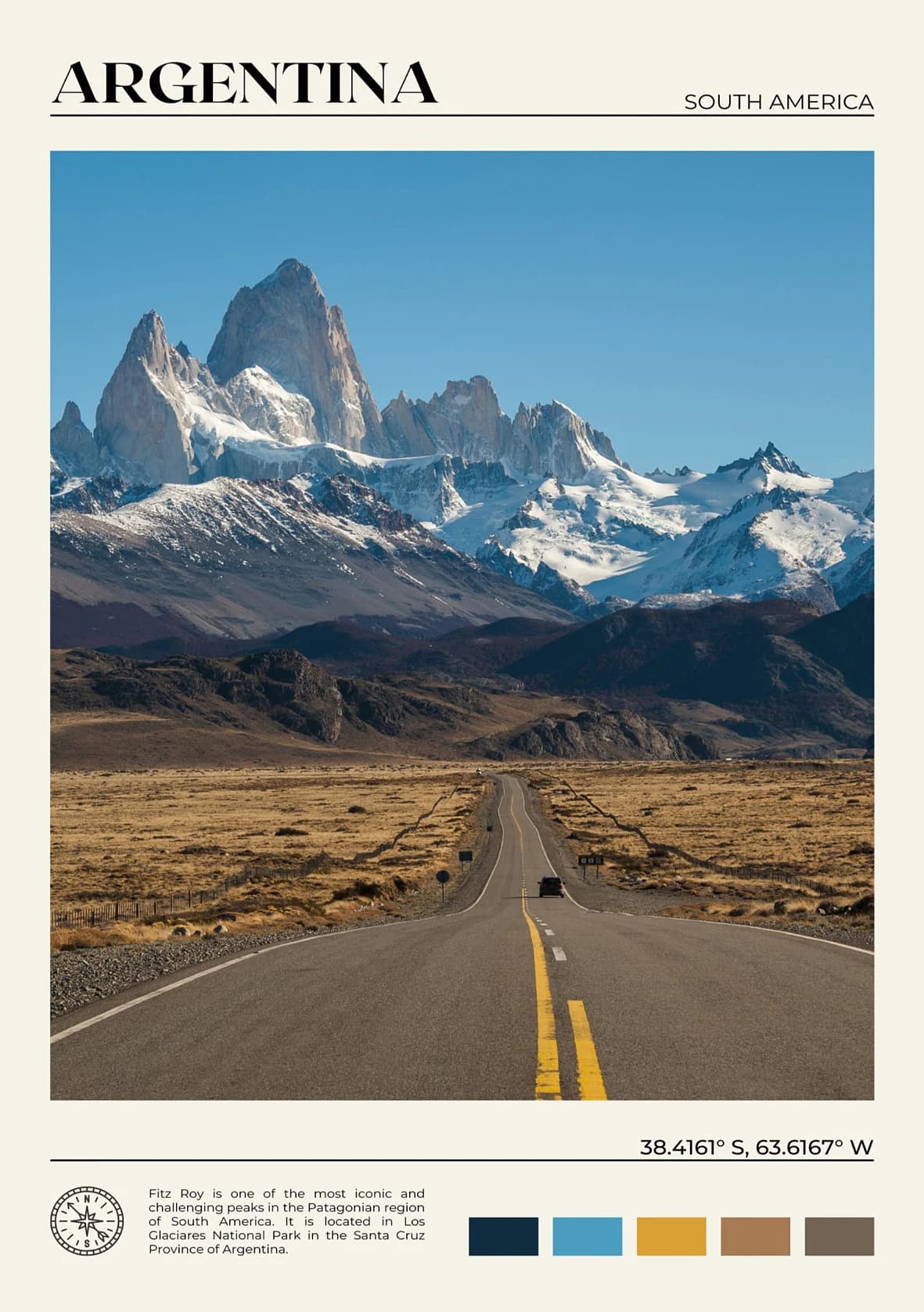 Affiche de paysage de voyage en toile, Bolivie, Venezuela, Patagonie, Amérique du Sud, peinture sur 