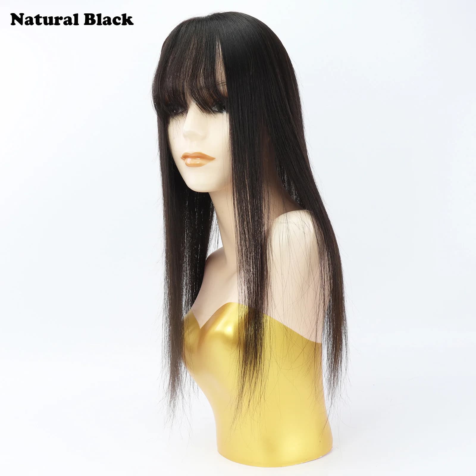 Topper de cheveux naturels vierges blonds de 20 pouces avec frange aérienne, base en soie 10x12cm, e