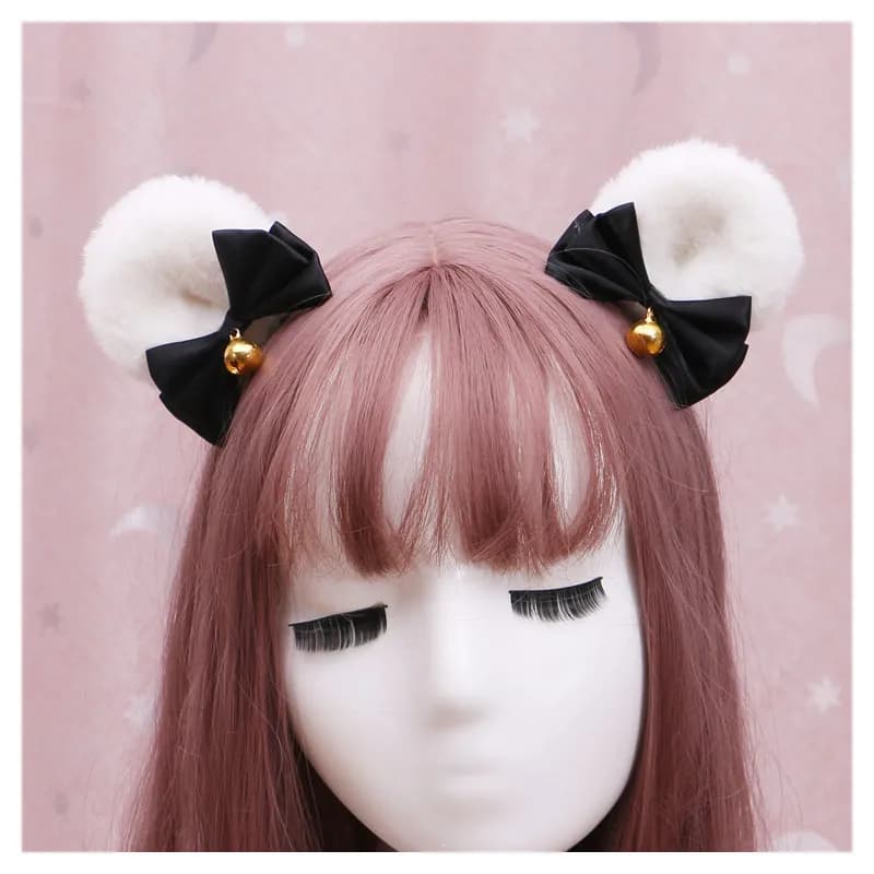 Pinces à cheveux en forme d'oreille d'ours, Barrettes en peluche faites à la main avec Double nœud p