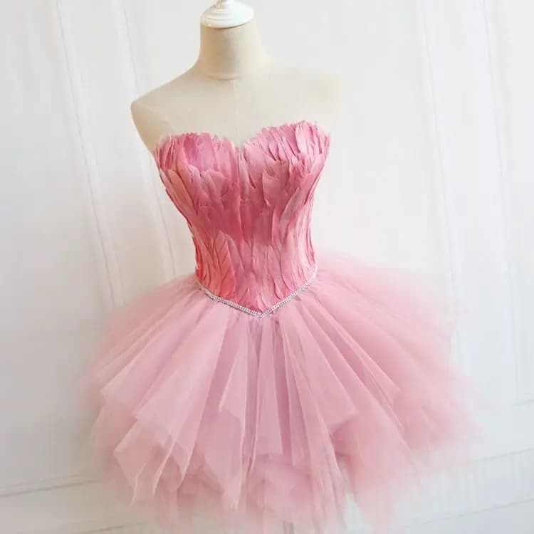 Jupe courte Sexy pour filles, coupe cintrée, plumes roses, robe de soirée annuelle, Costume de cygne