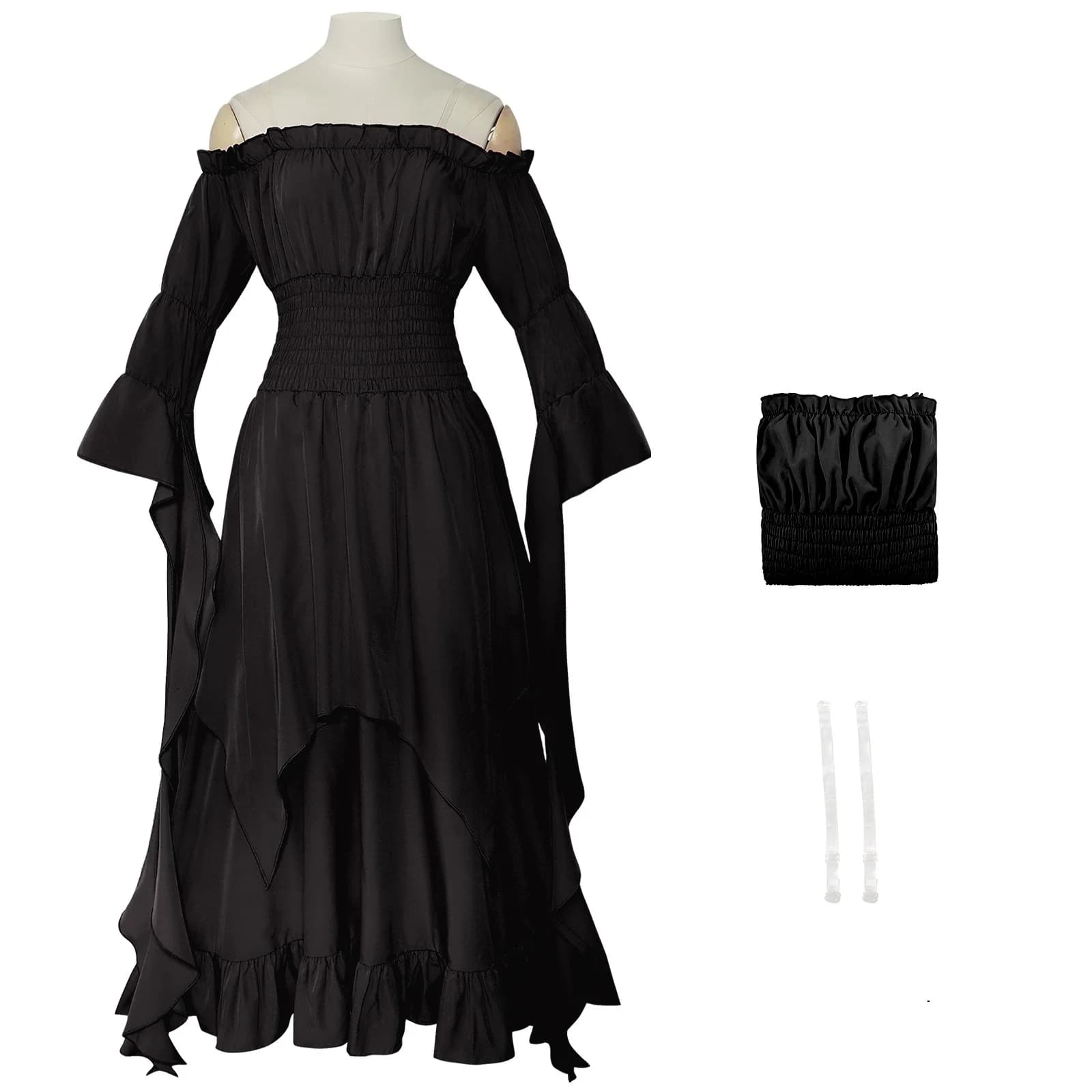 Robe longue victorienne médiévale Renaissance pour femmes, rétro, manches évasées, robe de princesse