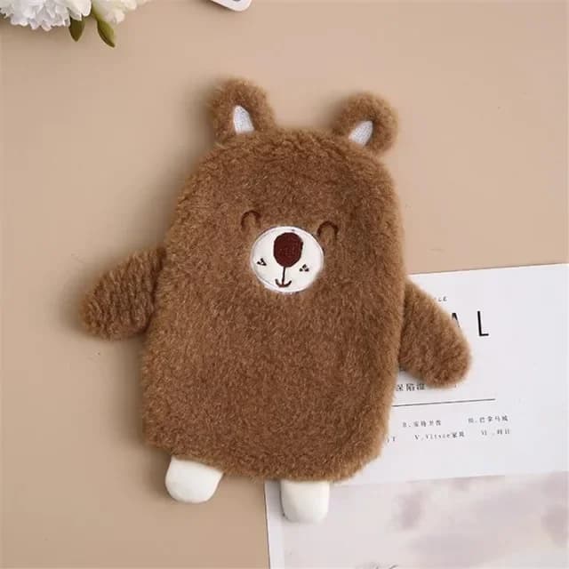 Bouillotte en caoutchouc avec housse en peluche mignonne, joli sac à eau chaude de dessin animé, rés