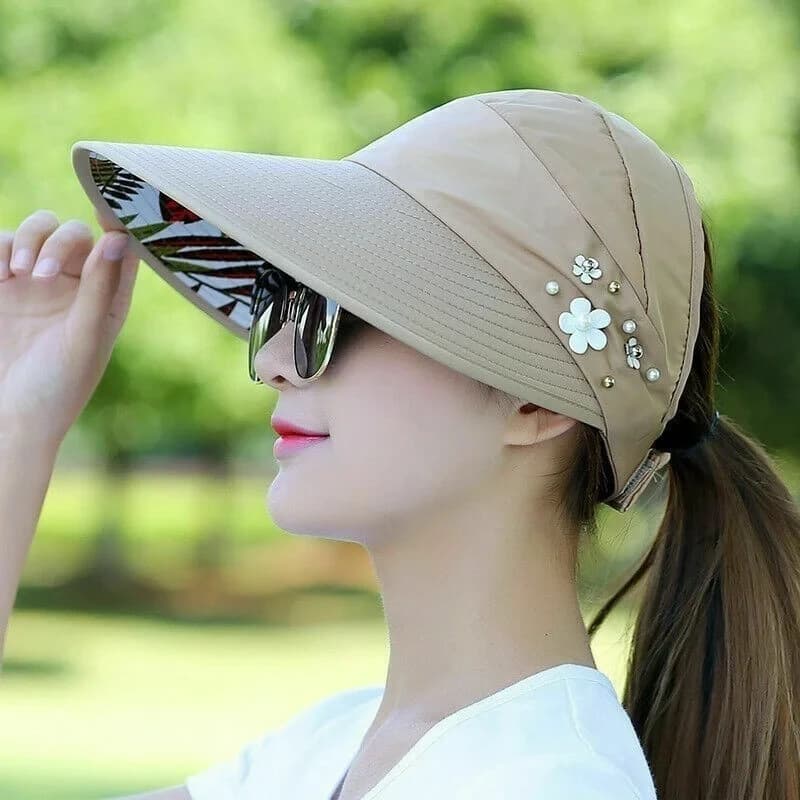 Chapeau de soleil pliable à large bord pour femmes, casquette d'été Anti-UV pour visière de plage