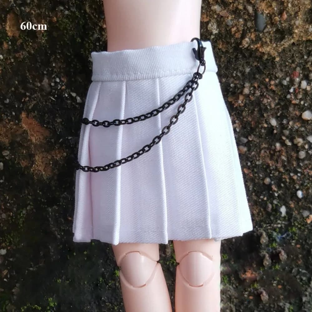Jupe à double chaîne faite à la main, mini-jupe uniforme noire et blanche, accessoires de mode DIY p
