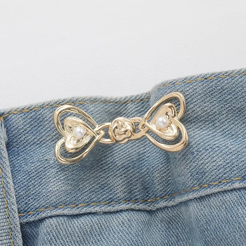 Broches de taille ajustables pour jupes et pantalons, boucles de taille en forme de cœur pour jeans,