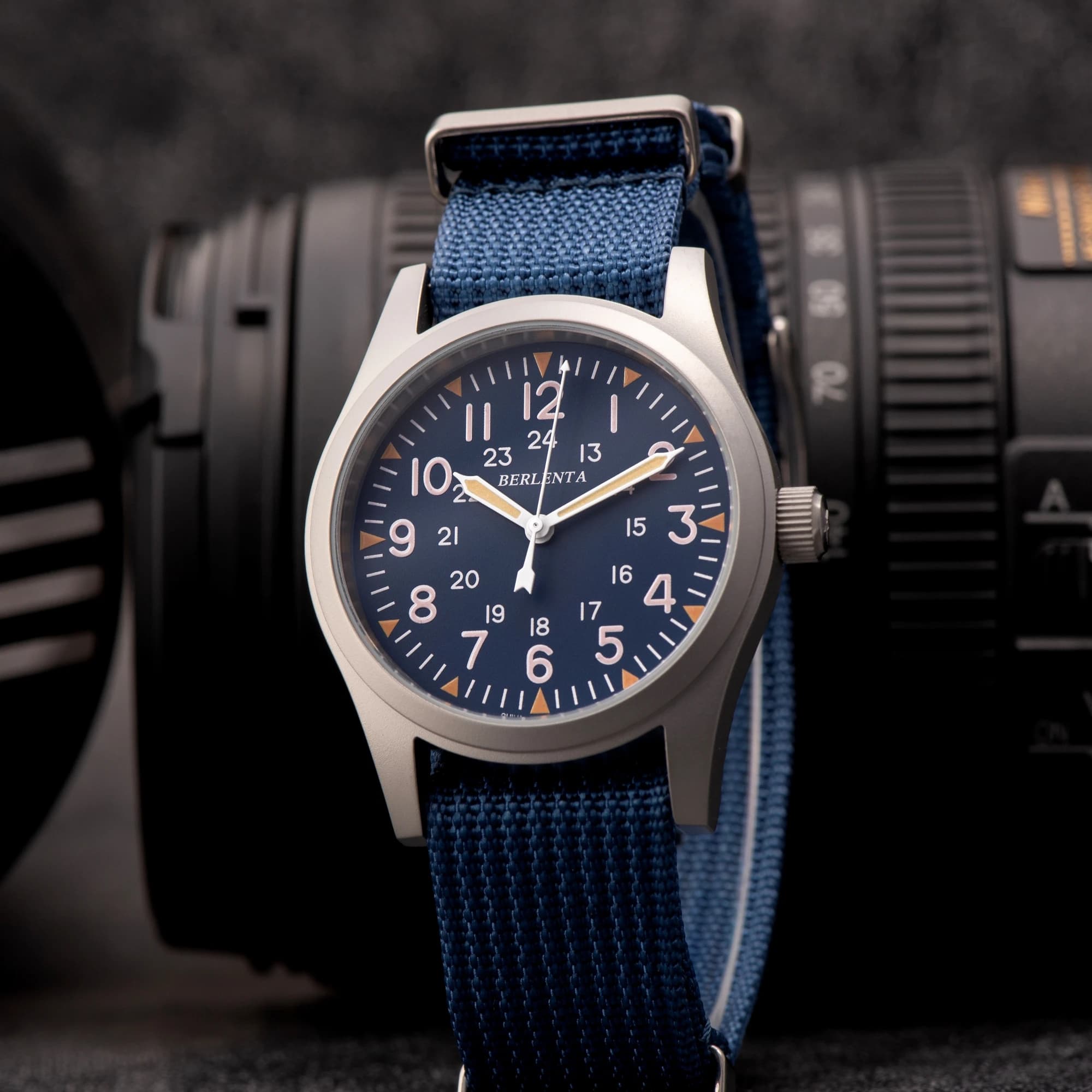 Berlenta marque VH31 balayage secondes montre Vintage champ militaire Nylong montre-bracelet pour ho