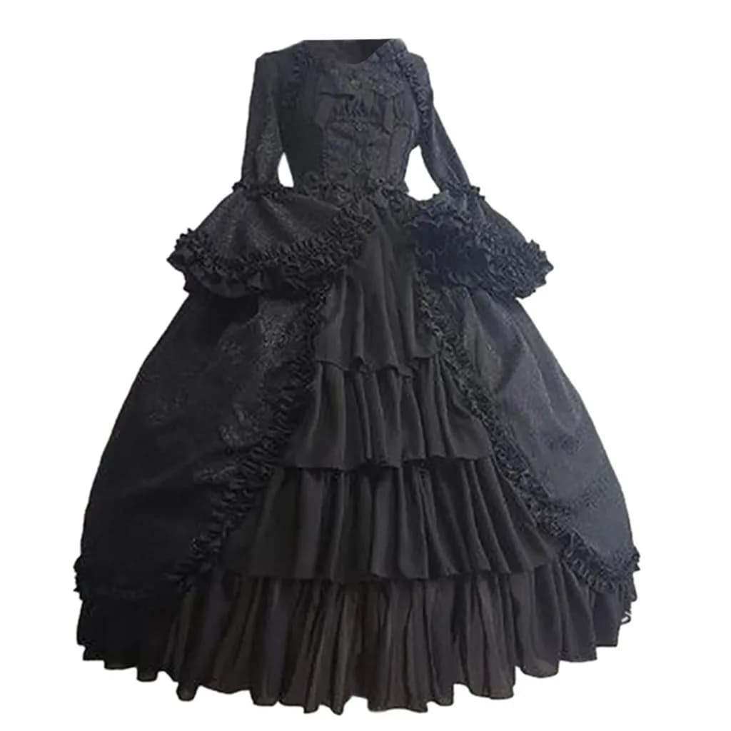 Robe Lolita douce pour femmes, élégante, gothique, manches longues, col carré, Patchwork, nœud, robe