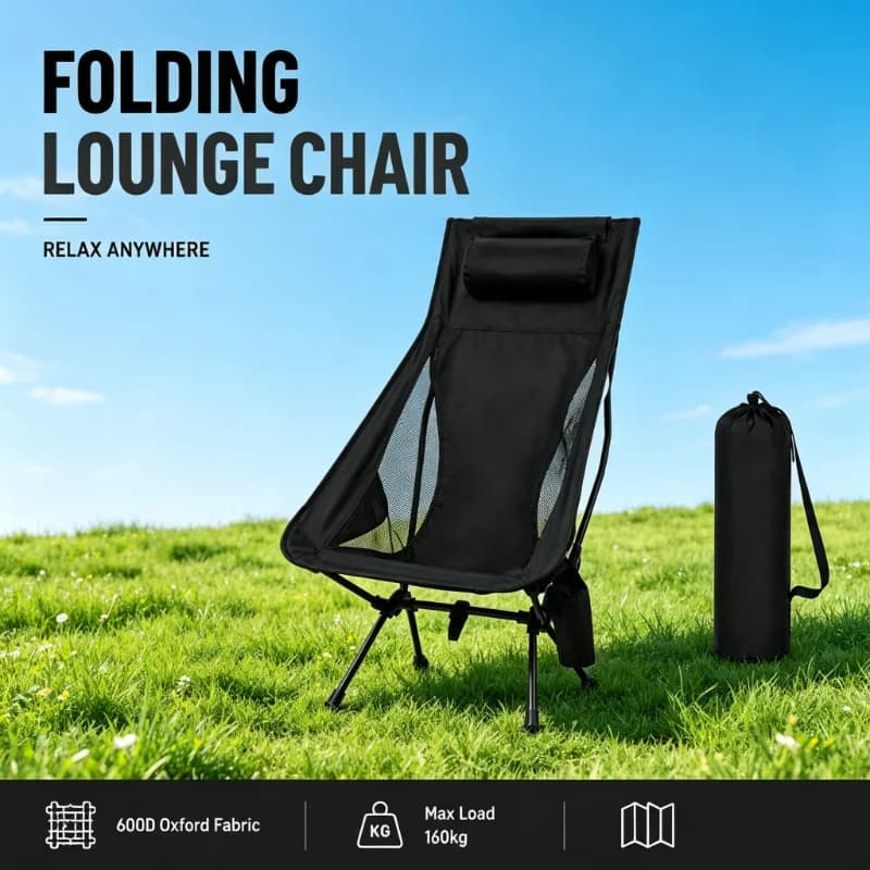 Chaise pliante en alliage d'aluminium avec appui-tête, légère et portable, idéale pour la pêche, le 