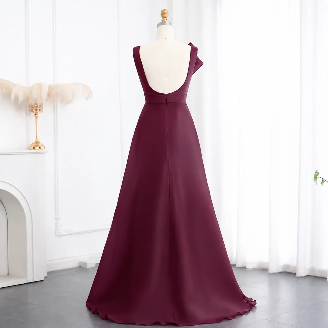 Sharon Said-Robe de soirée longue bordeaux pour femme, robe élégante pour mariage, fête formelle, to