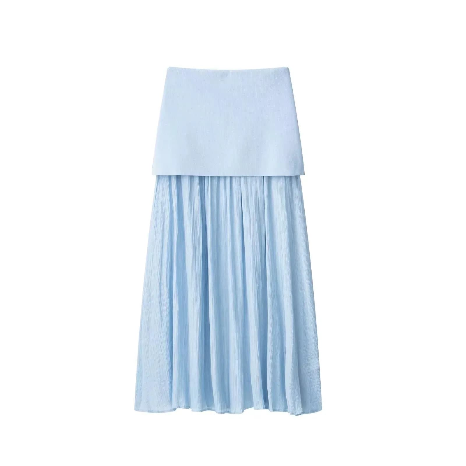 Jupe midi unie pour femme HH, taille haute zippée, élégante et décontractée, idéale pour le bureau, 