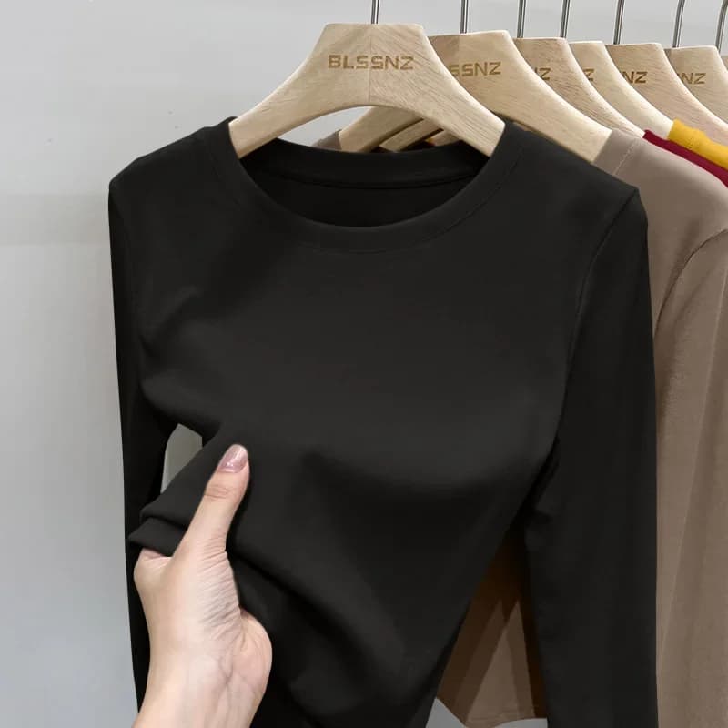 Sous-vêtements thermiques pour femmes, coupe cintrée, chemise inférieure extensible, manches longues