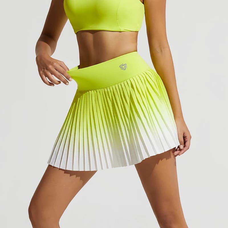 Jupe de tennis plissée avec poches pour femme, culotte athlétique, taille haute, jupe de golf dégrad