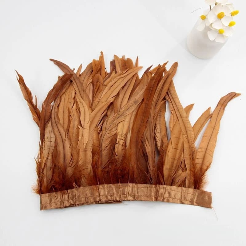 Plumes de queue de coq jaunes naturelles, ruban de plumes de coq pour artisanat, robes, jupes, costu
