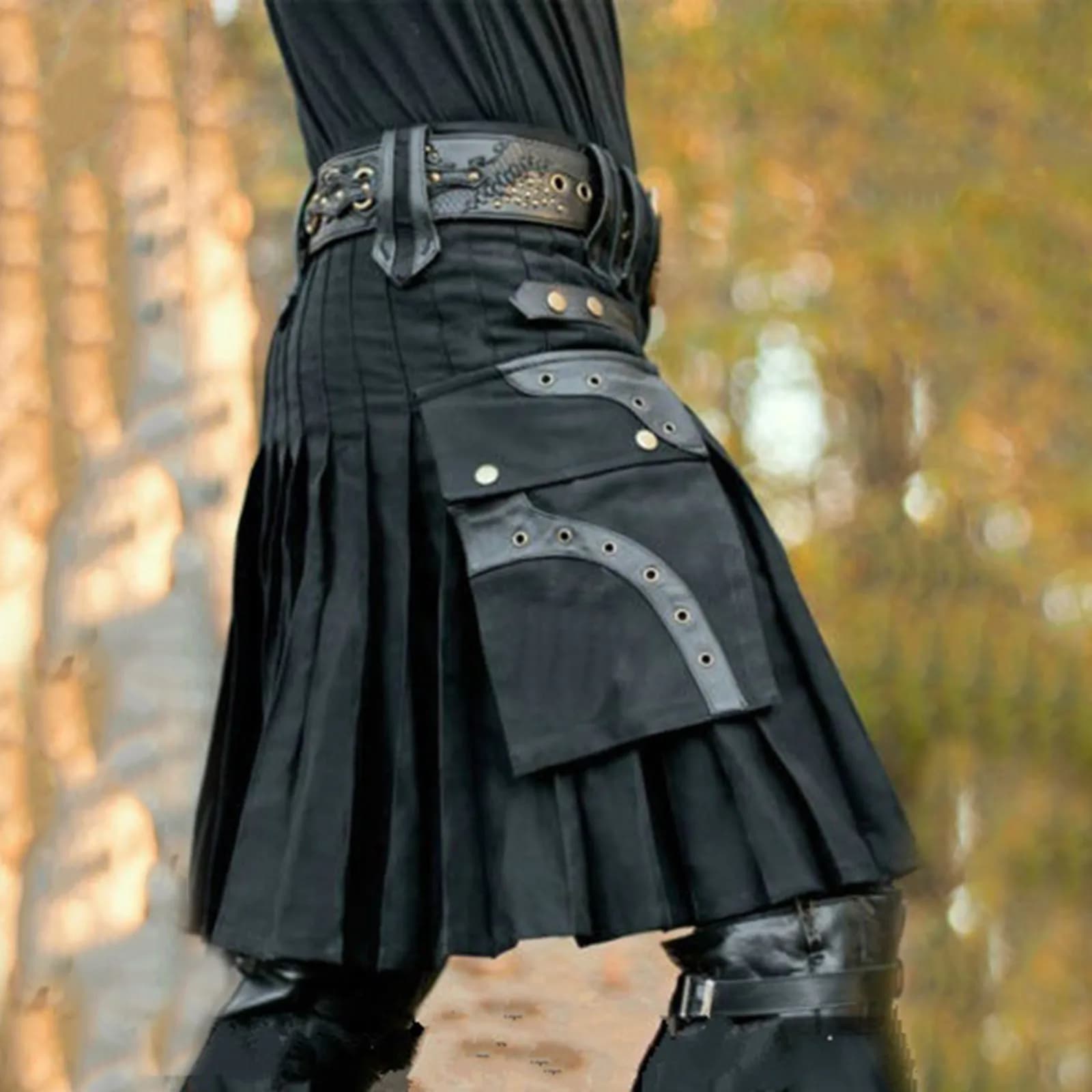 Jupe en cuir pour hommes, Vintage Rock, Style Punk Non grand public, jupe plissée rétro écossaise, C