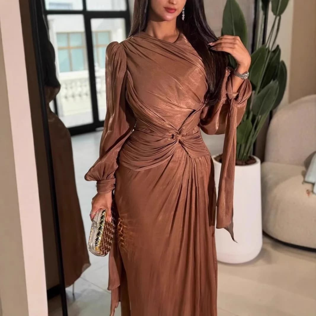 Robe de soirée haut de gamme de style américain pour femme, avec un corset, des plis, des rubans flu