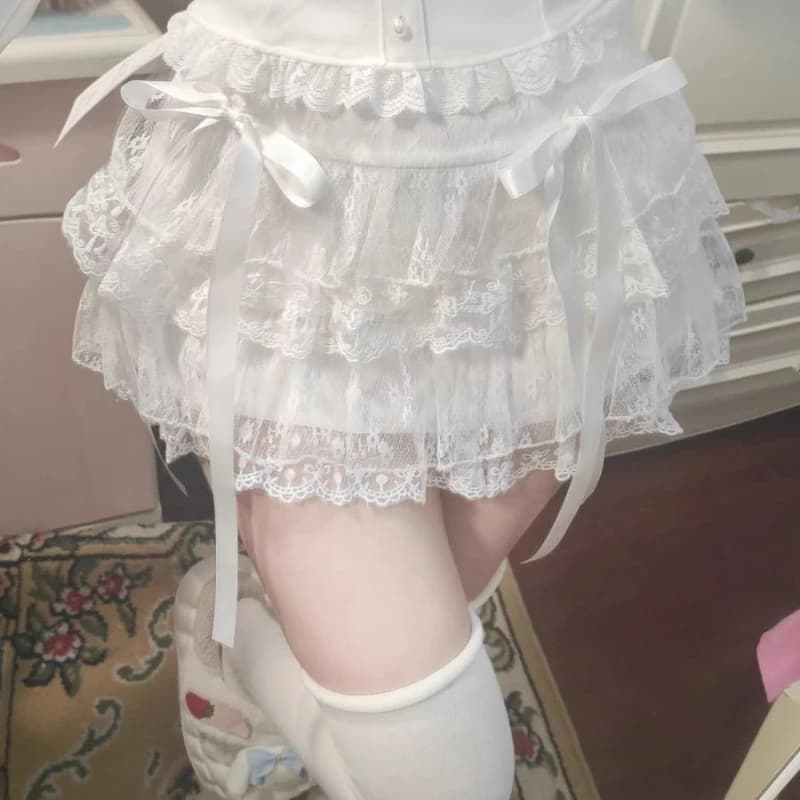 Jupe gâteau en dentelle blanche, jupe bouffante en maille taille haute pour Ballet, nouvelle collect