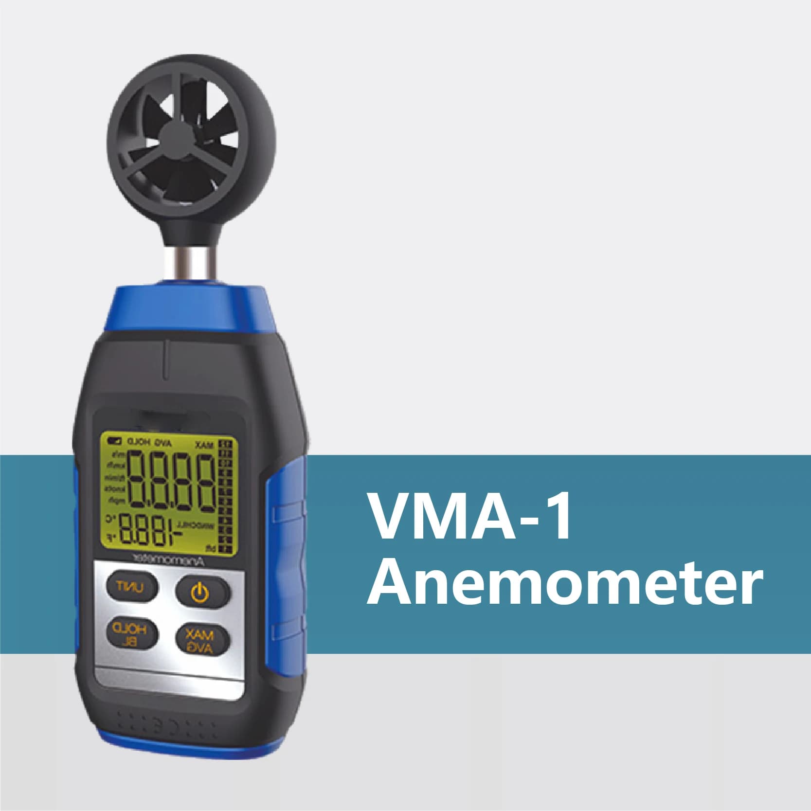 Anémomètre Numérique VMA-1 Mesure Vitesse du Vent Portable LCD à Piles Échelle Beaufort 1-12 Hélice 
