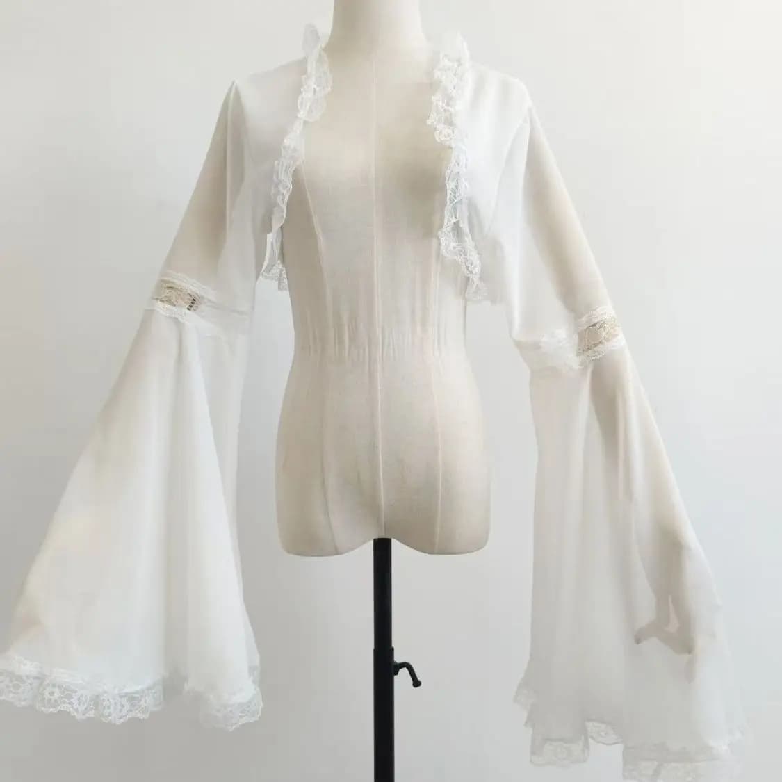 Blouse Femme Style Gothique avec Corsage en Dentelle, Manches Cloche, Gilet Lolita – Confortable, Dé