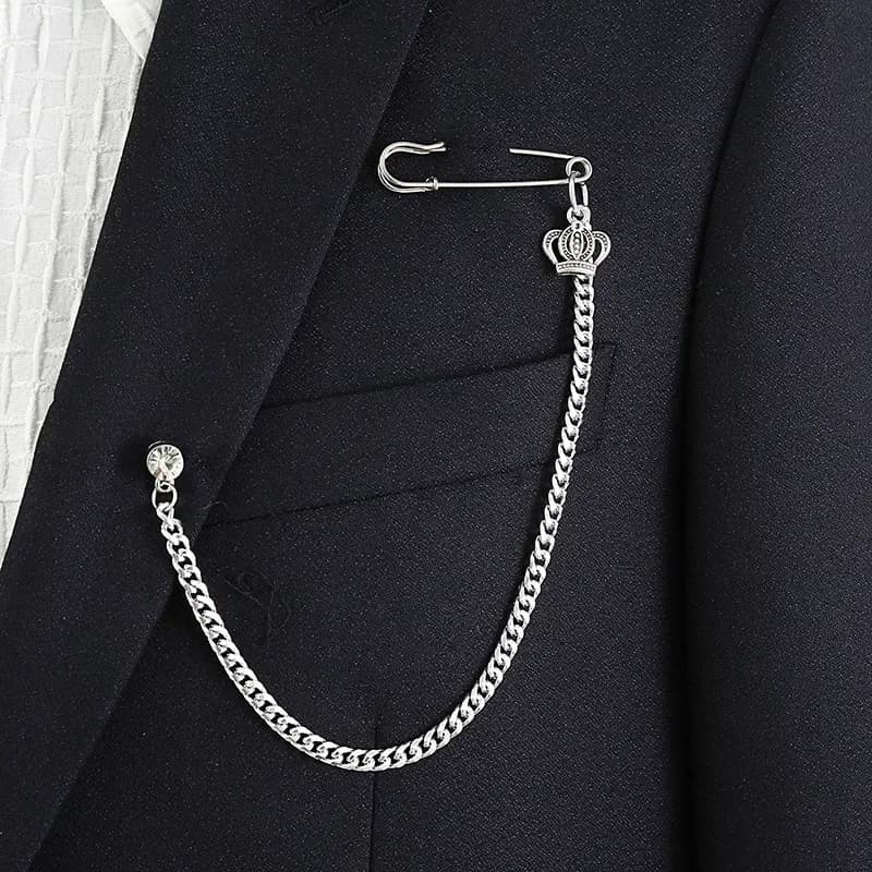 Broche à chaîne pour hommes, longues chaînes, accessoires de costume à la mode pour hommes, personna