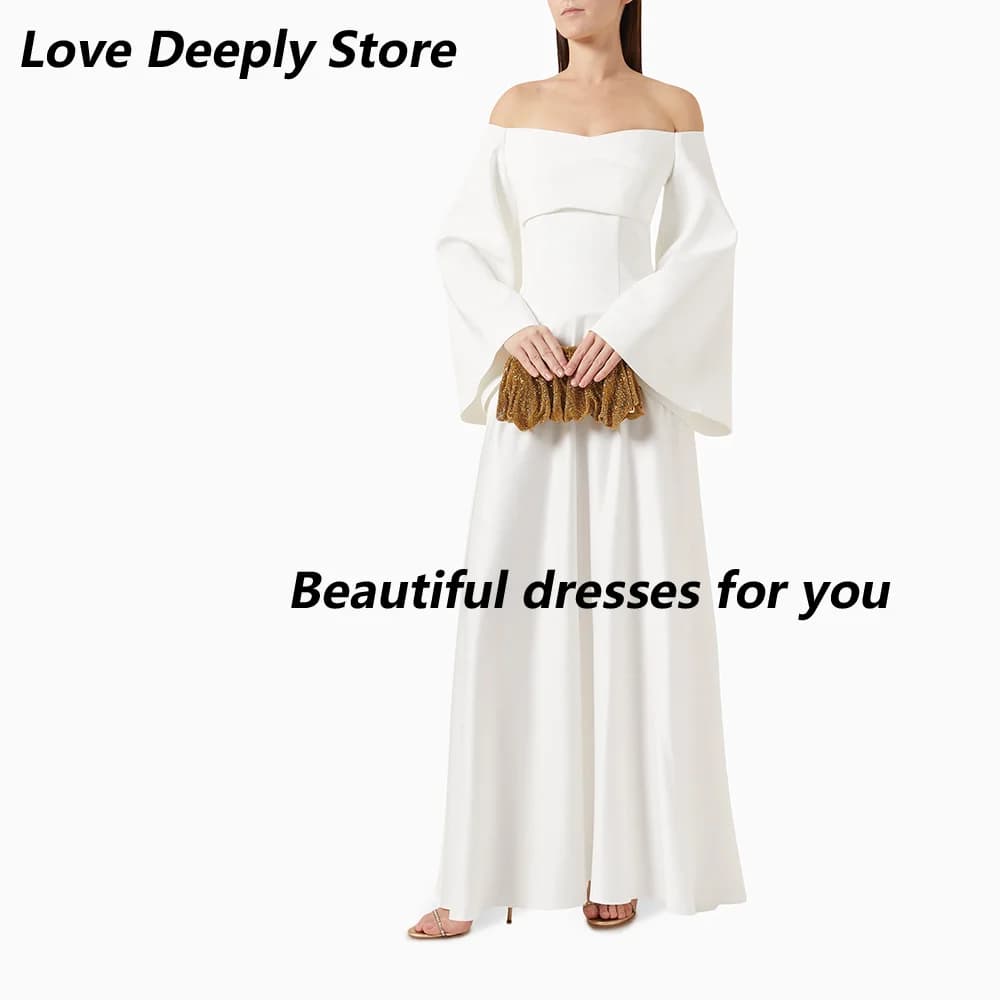 Robes de soirée longues personnalisées, épaules dénudées, élégantes, blanches, pour occasions formel