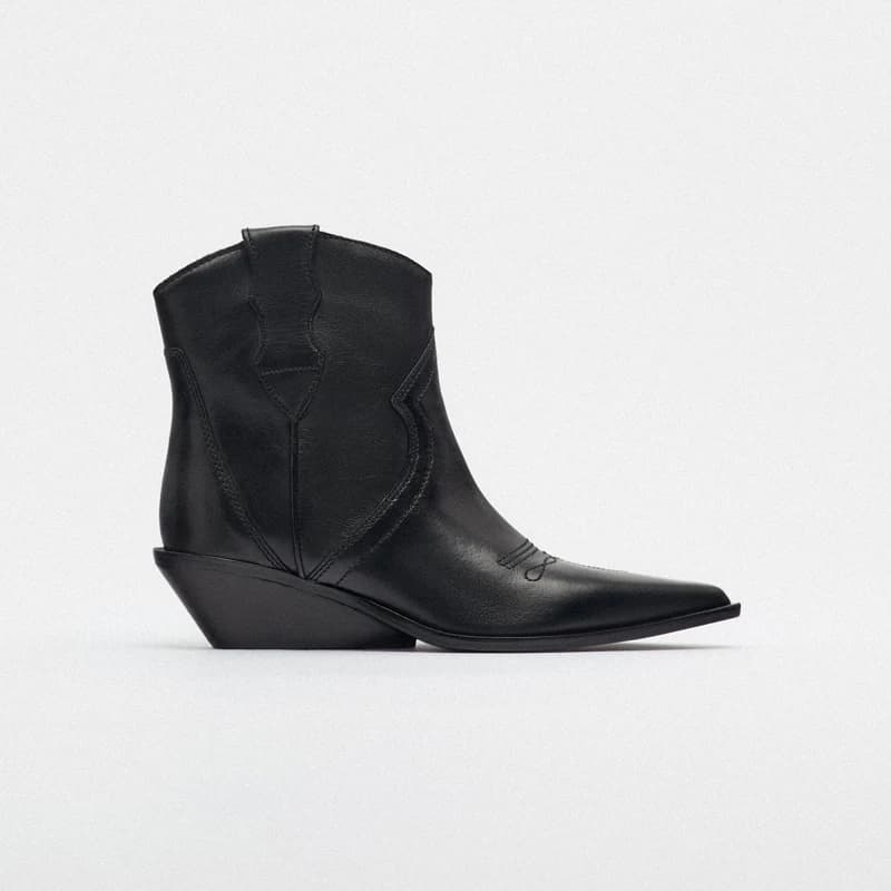 Bottines Chelsea à bout pointu pour femme en cuir de vachette noir à talons hauts, style britannique