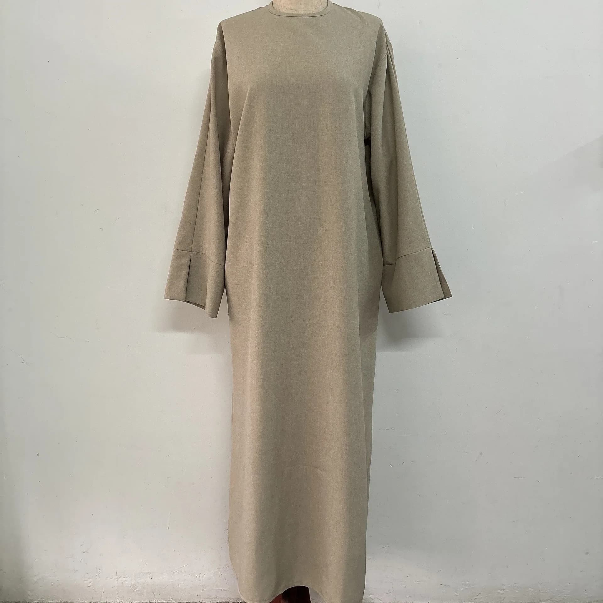 Abaya-Kimono à Manches sulfen Coton et Lin pour Femme, Jalabiya Décontracté, Marocain, Kaftan, Solid