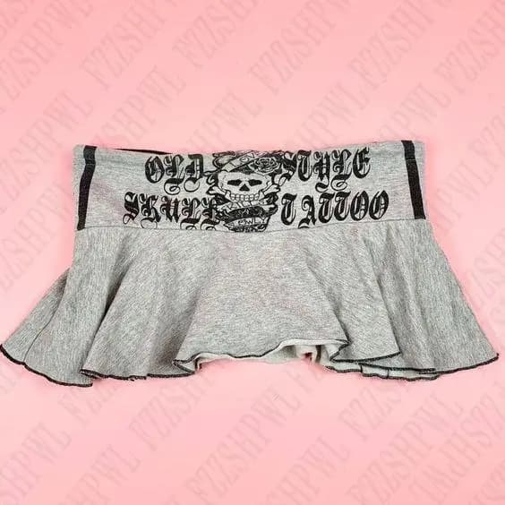 Y2K jupes courtes femmes Hip Hop Punk crâne imprimé nœud jupes Streetwear graphique EMO fille été go