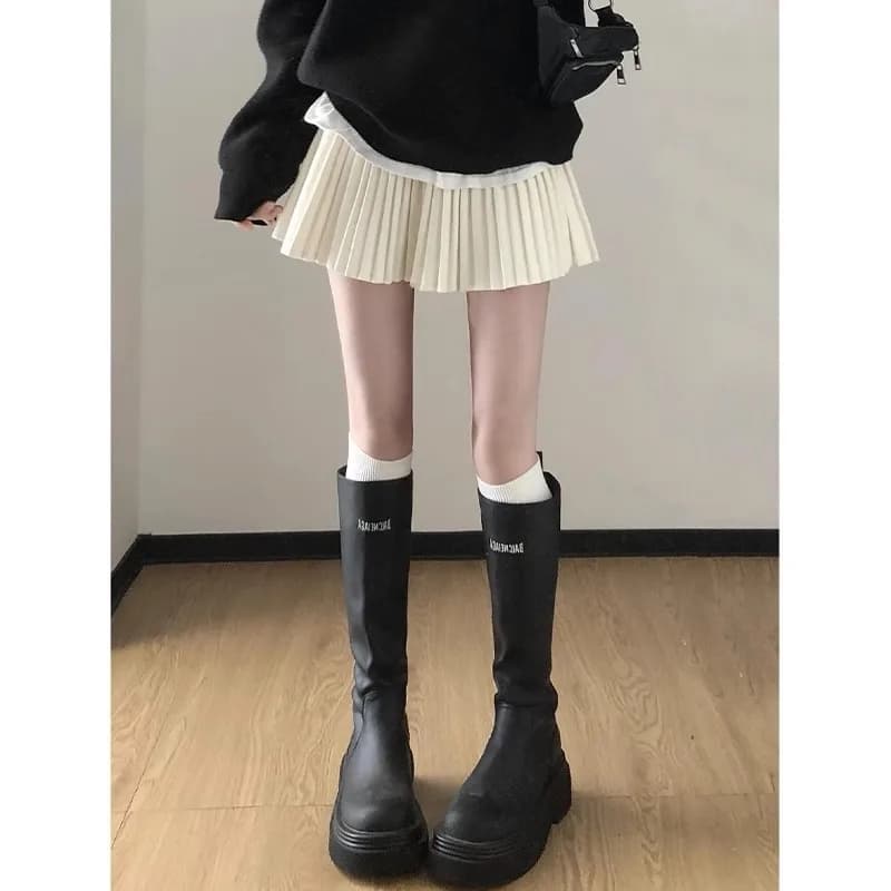 Jupe plissée en organe pour femmes, petite jupe courte décontractée, taille haute, Slim, nouvelle co